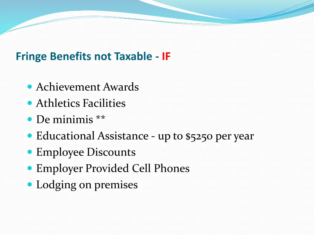 fringe benefits not taxable if
