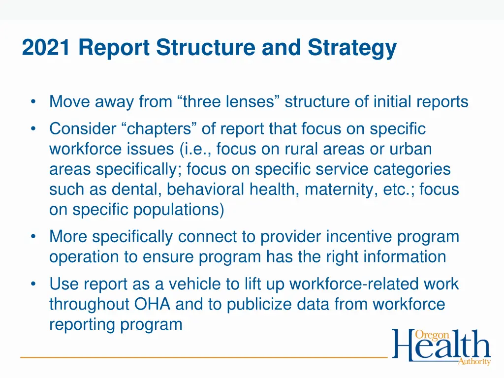 2021 report structure and strategy
