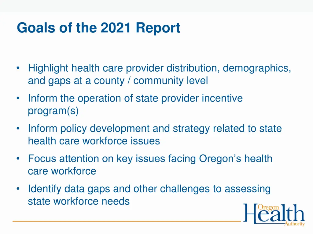 goals of the 2021 report