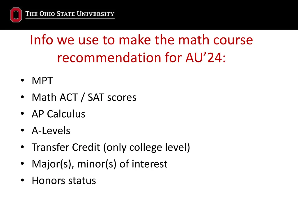 info we use to make the math course