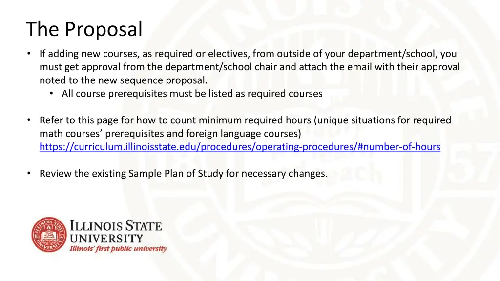 the proposal if adding new courses as required