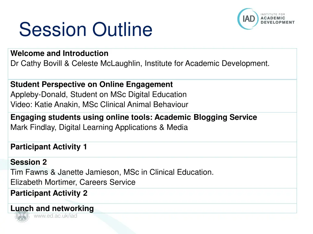 session outline