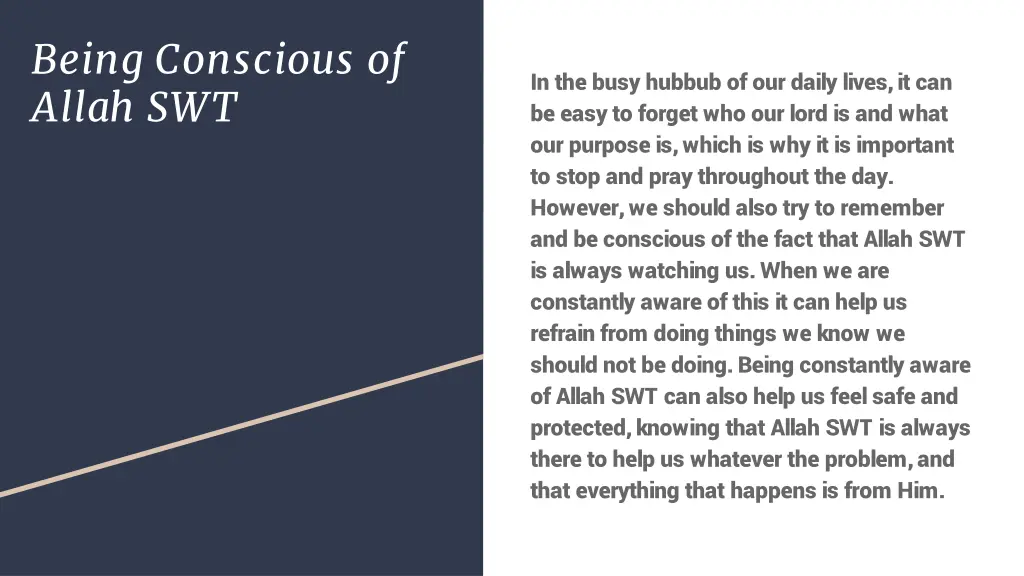 being conscious of allah swt