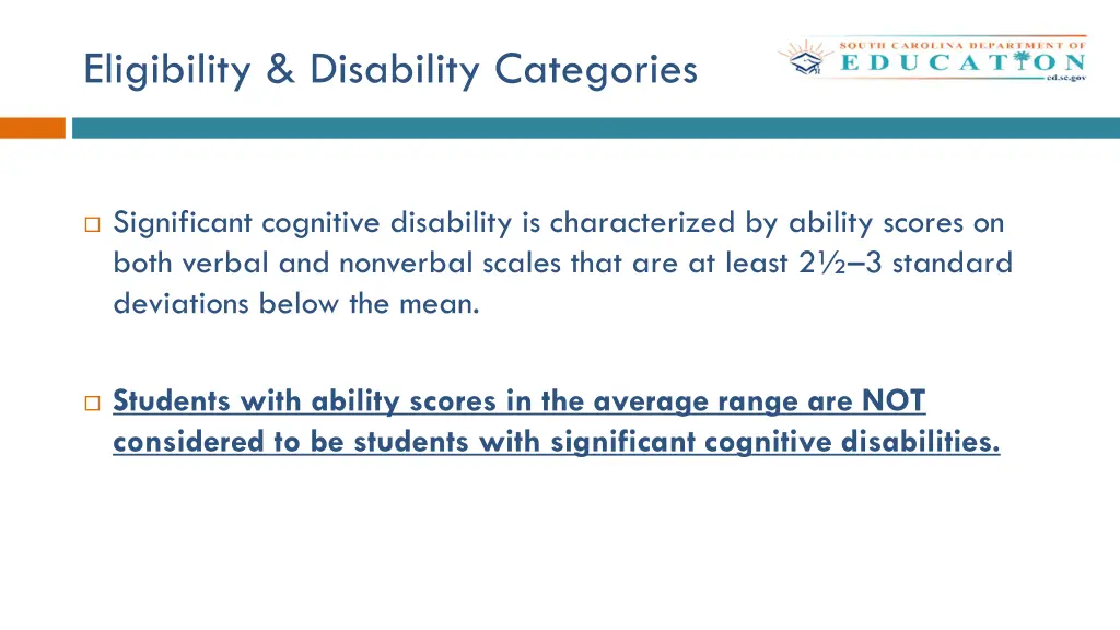 eligibility disability categories