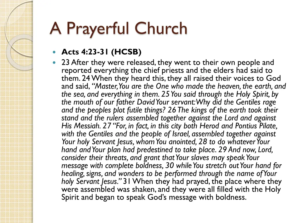 a prayerful church