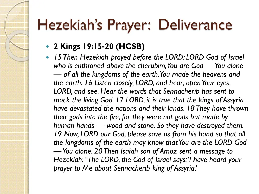 hezekiah s prayer deliverance
