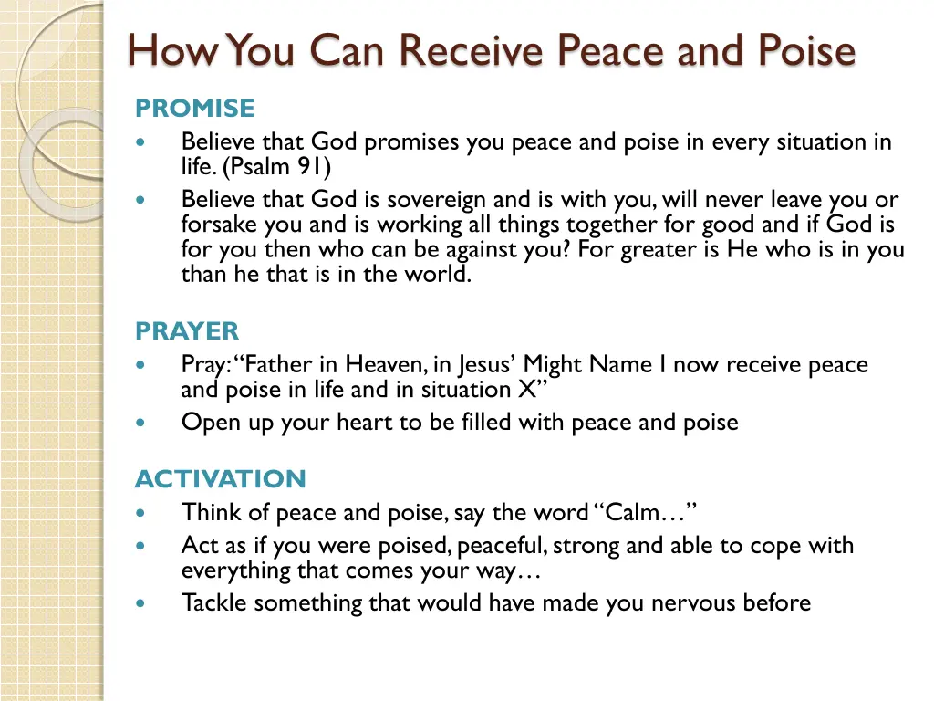how you can receive peace and poise