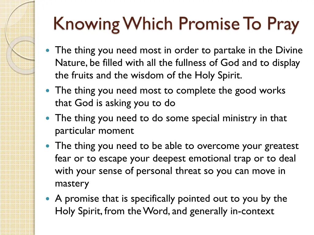 knowing which promise to pray