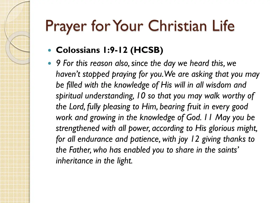 prayer for your christian life