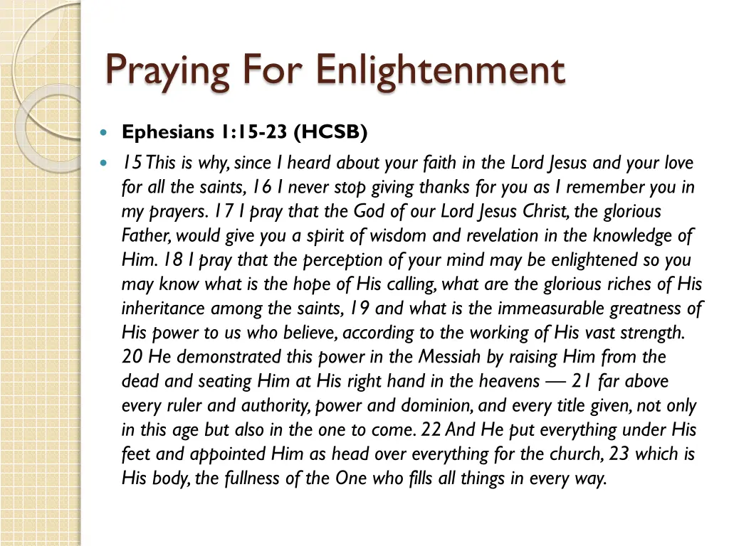 praying for enlightenment