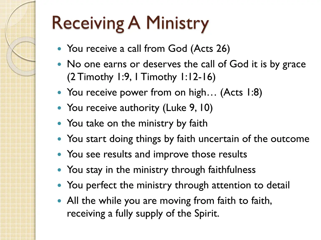 receiving a ministry