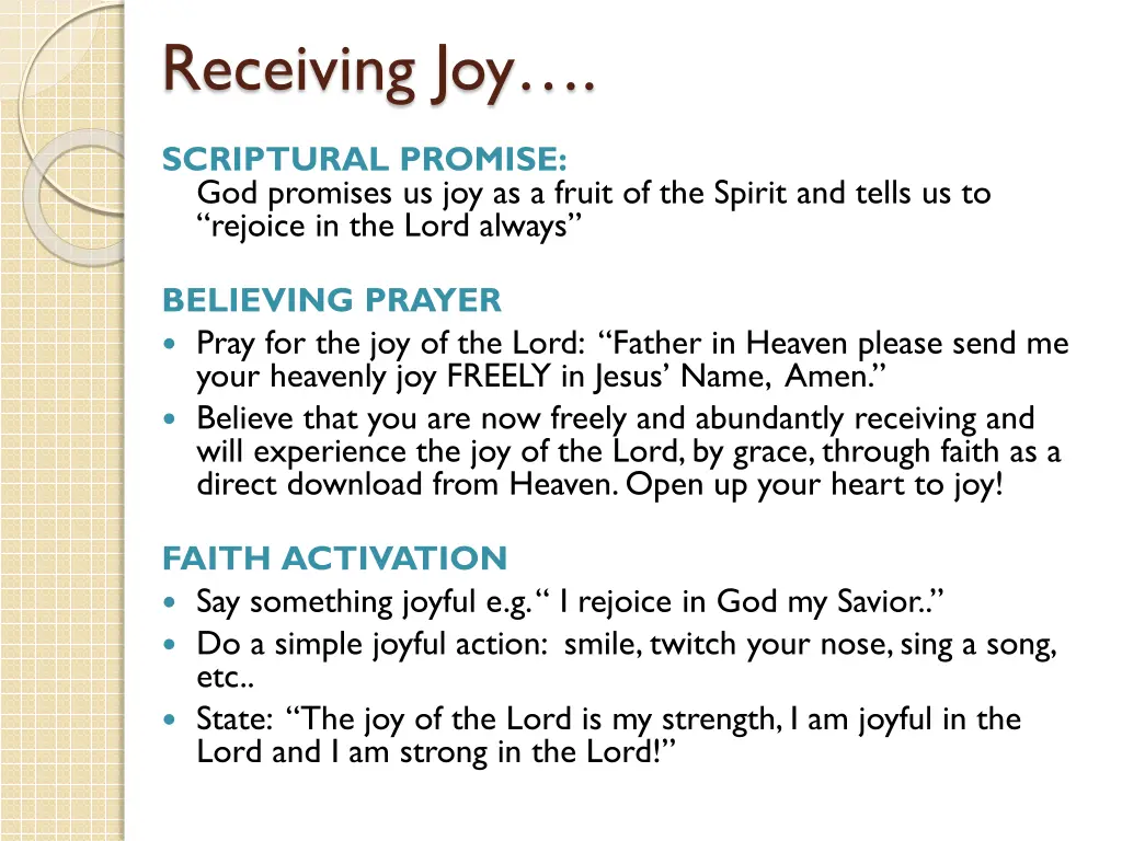 receiving joy