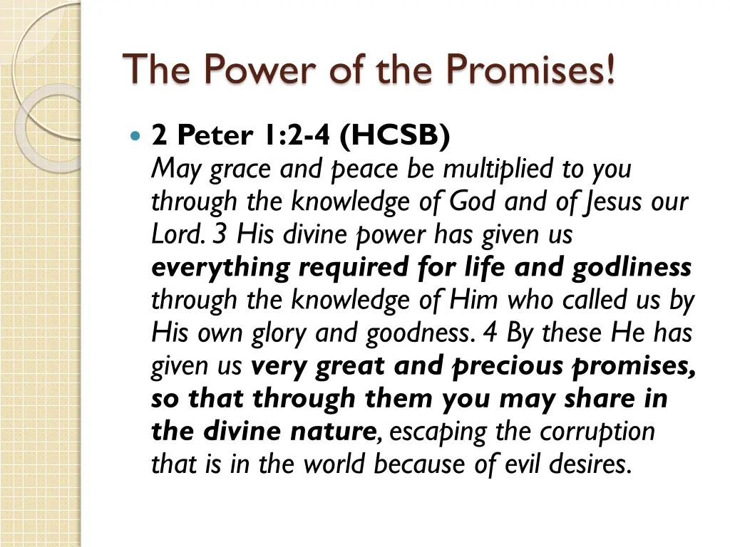 the power of the promises