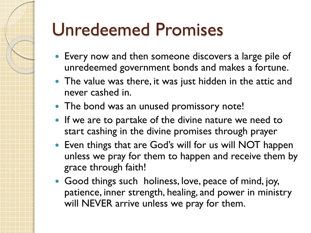 unredeemed promises