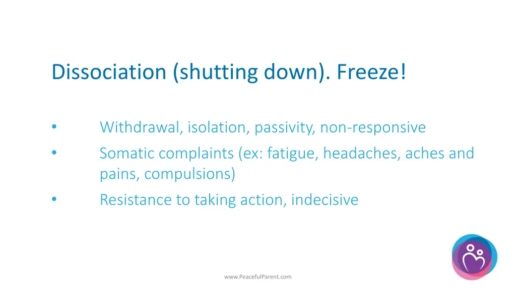 dissociation shutting down freeze