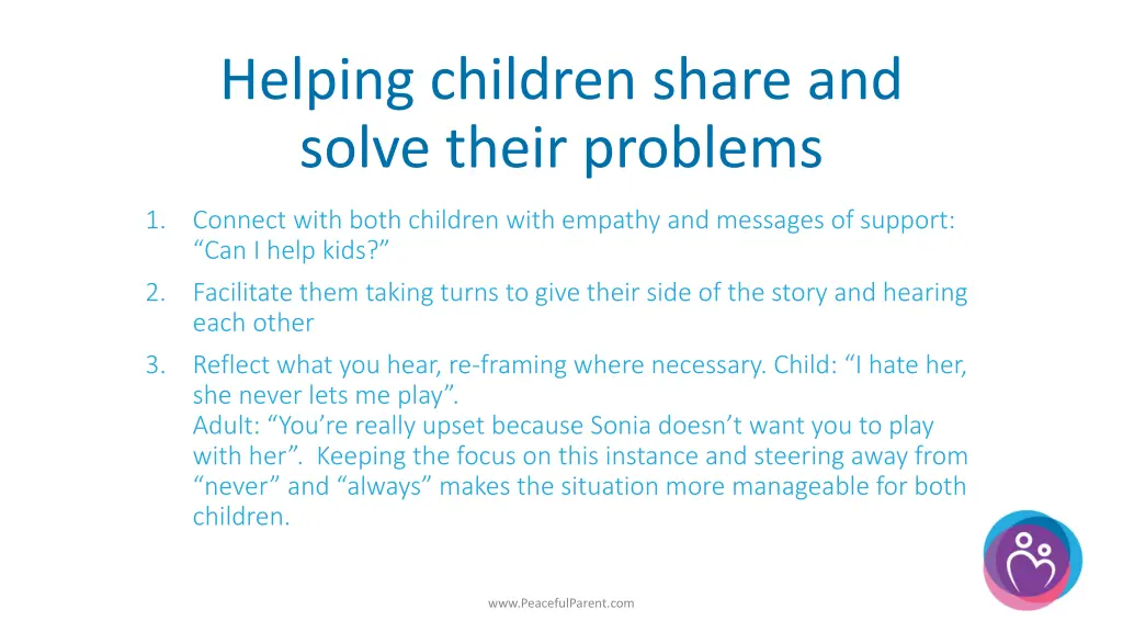 helping children share and solve their problems