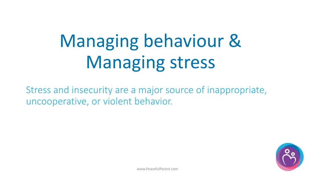 managing behaviour managing stress