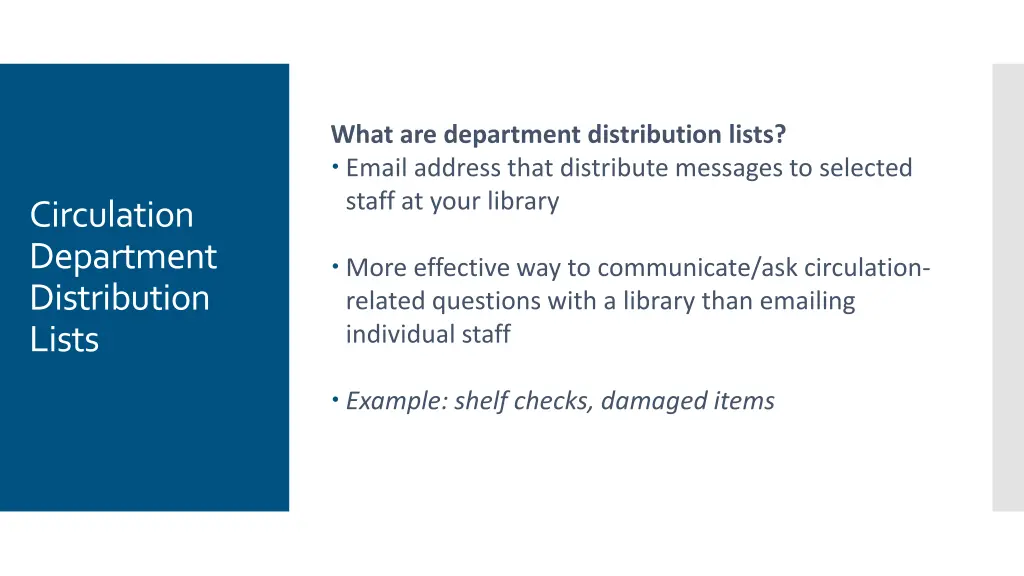 what are department distribution lists email