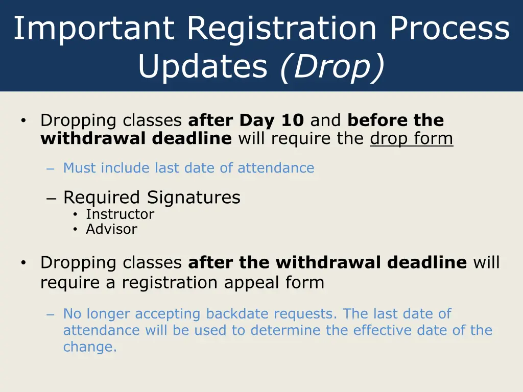 important registration process updates drop
