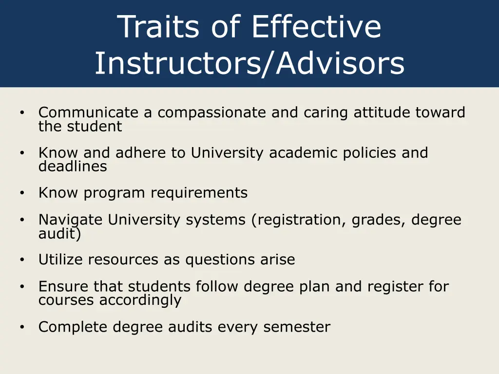 traits of effective instructors advisors