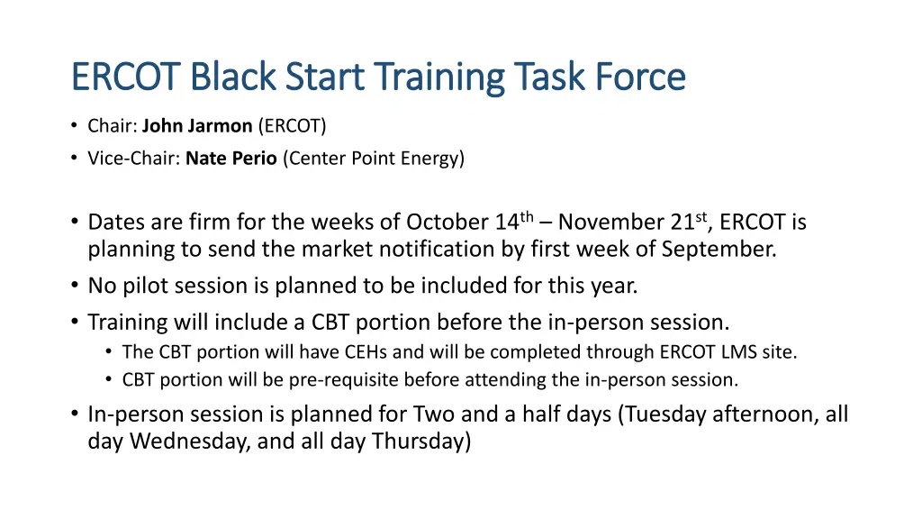 ercot black start training task force ercot black