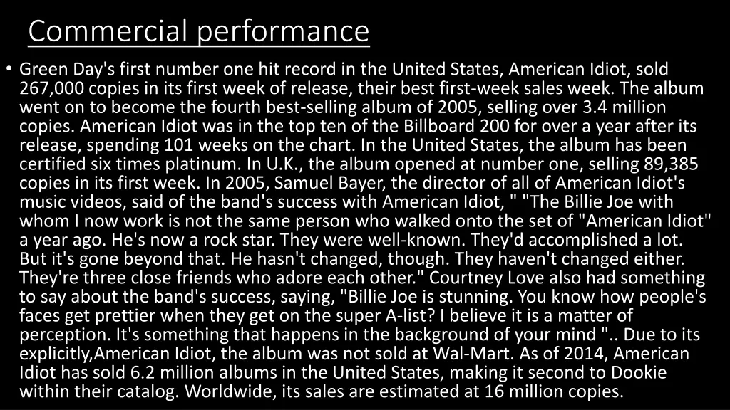 commercial performance green day s first number
