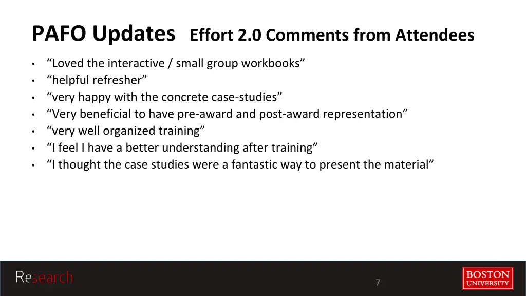 pafo updates effort 2 0 comments from attendees