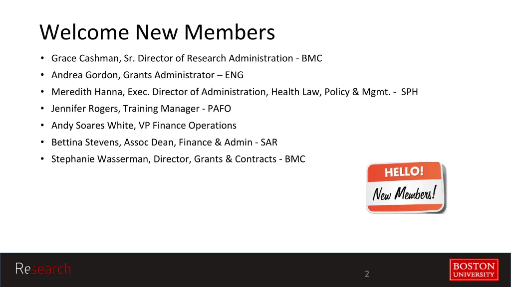 welcome new members