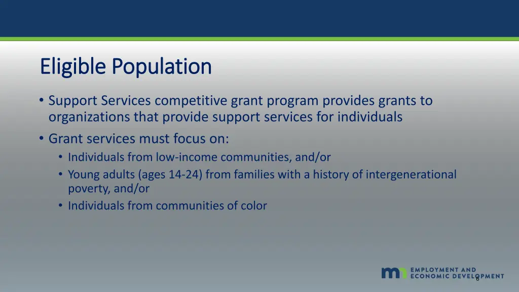 eligible population eligible population