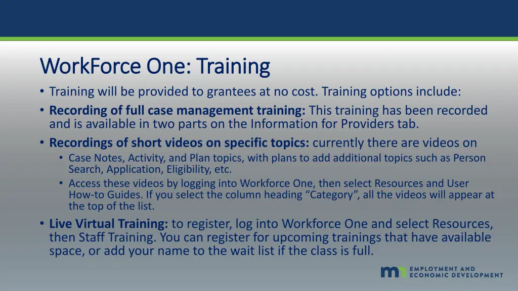 workforce one training workforce one training