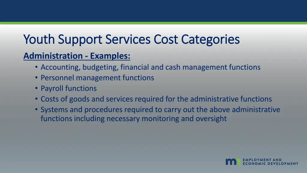 youth support services cost categories youth 1