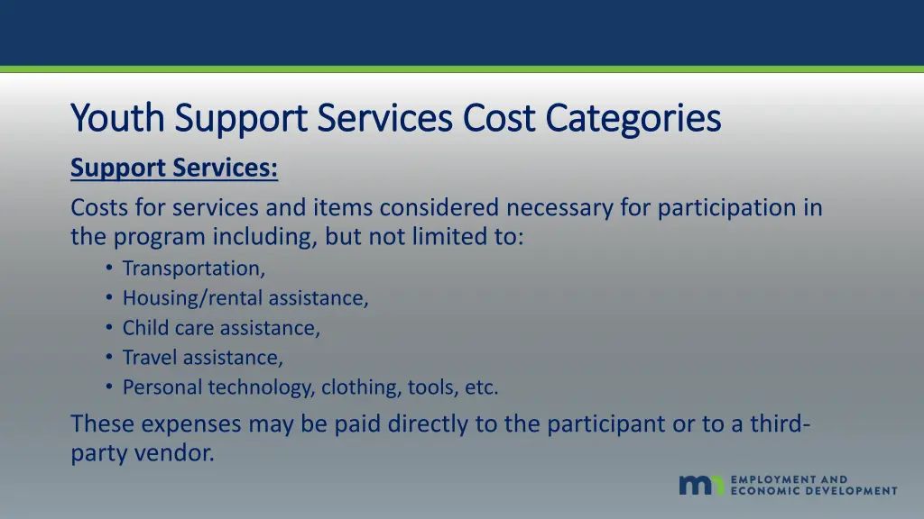 youth support services cost categories youth 4