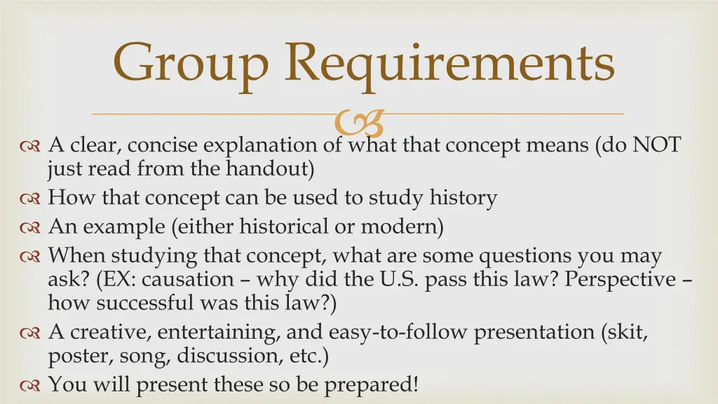 group requirements