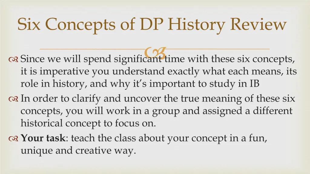 six concepts of dp history review