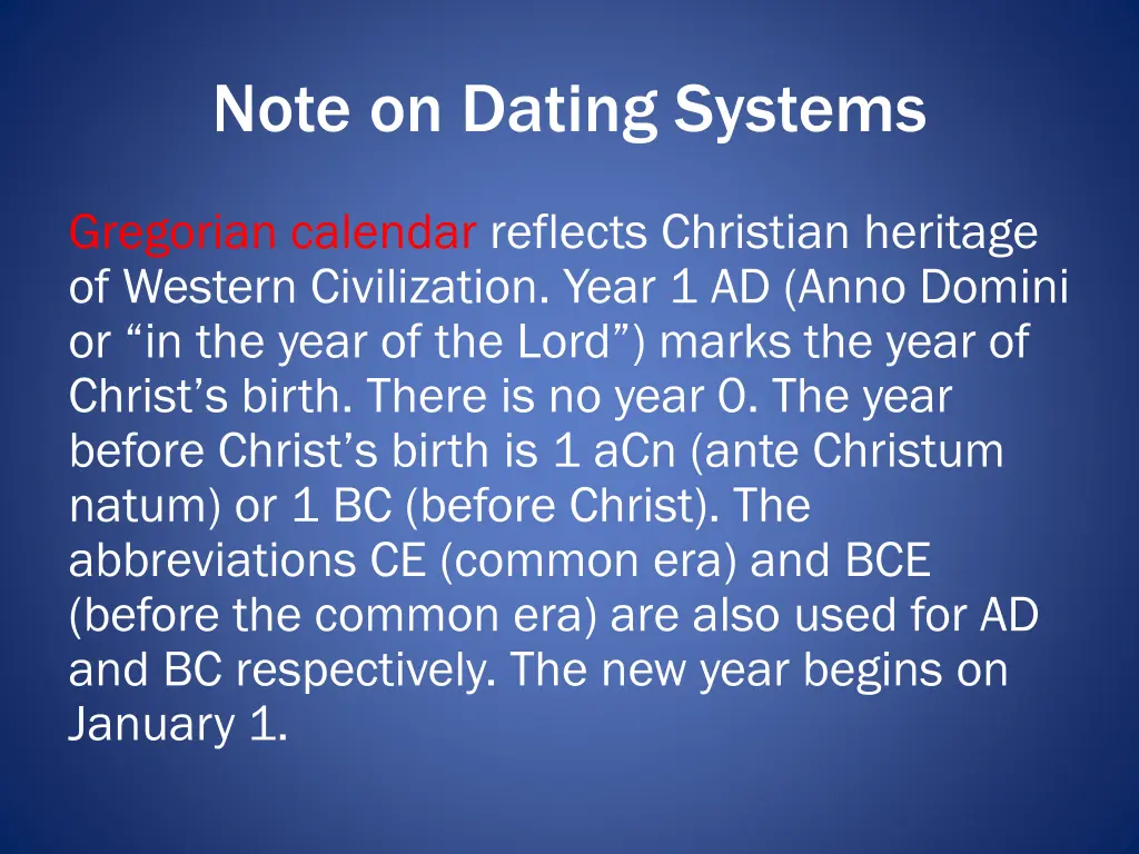 note on dating systems