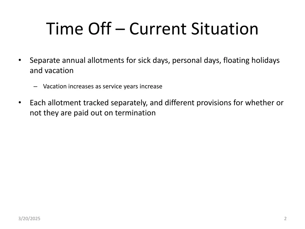 time off current situation