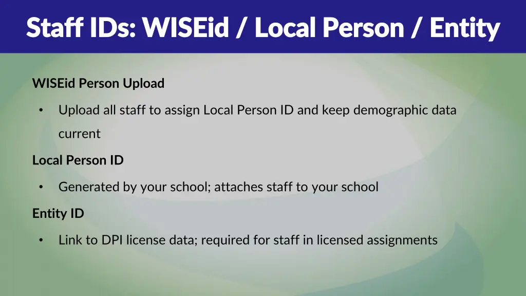 staff ids wiseid local person entity staff