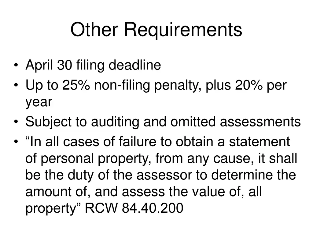 other requirements