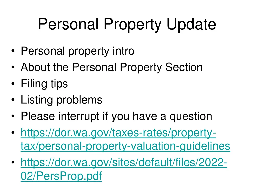 personal property update