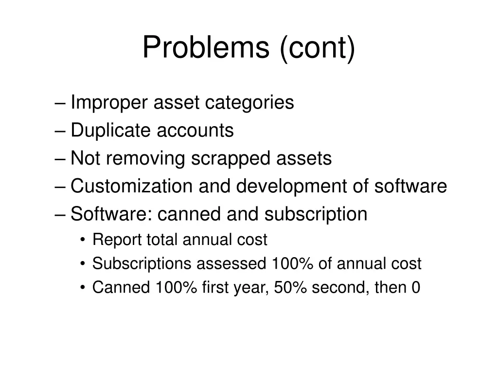 problems cont