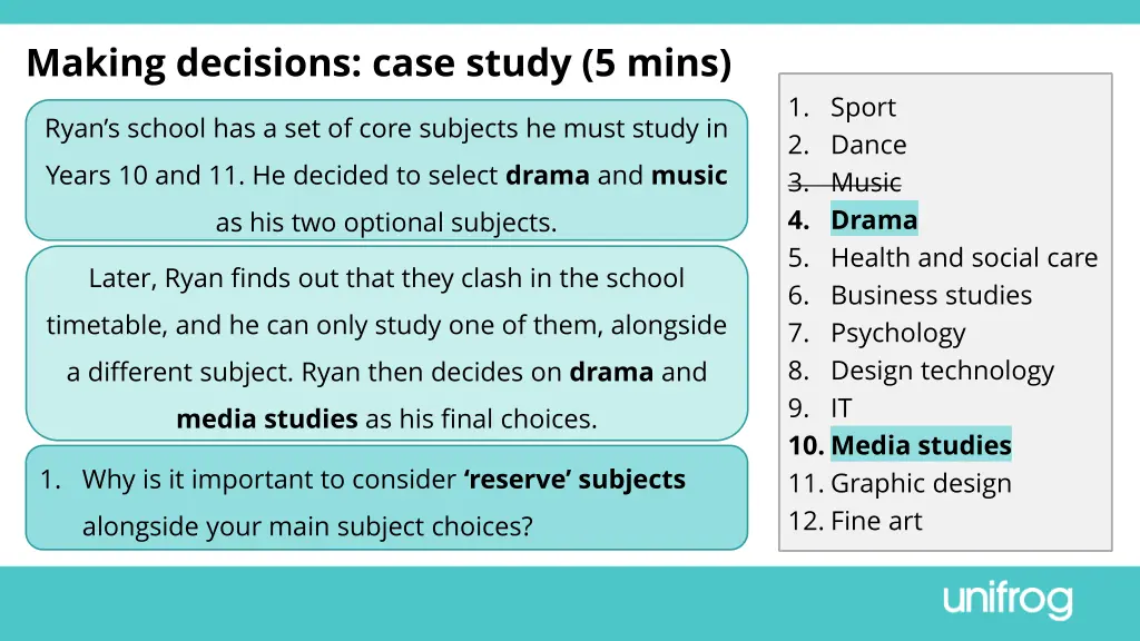 making decisions case study 5 mins