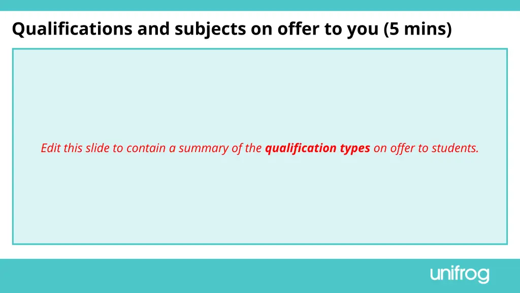 qualifications and subjects on offer to you 5 mins