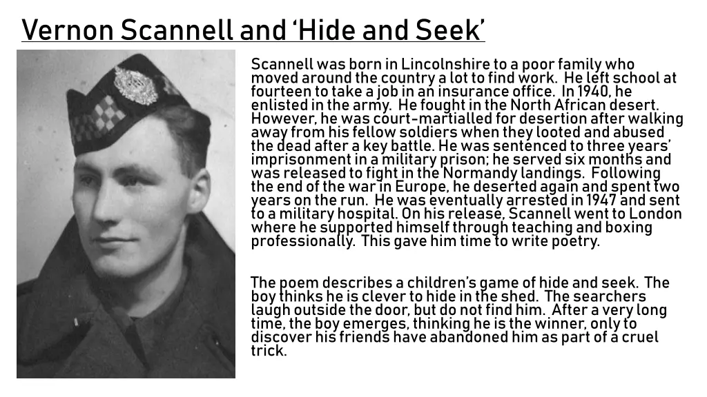 vernon scannell and hide and seek scannell