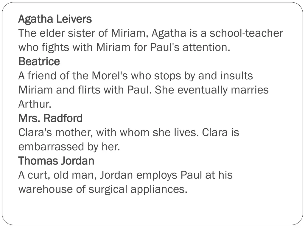 agatha agatha leivers the elder sister of miriam