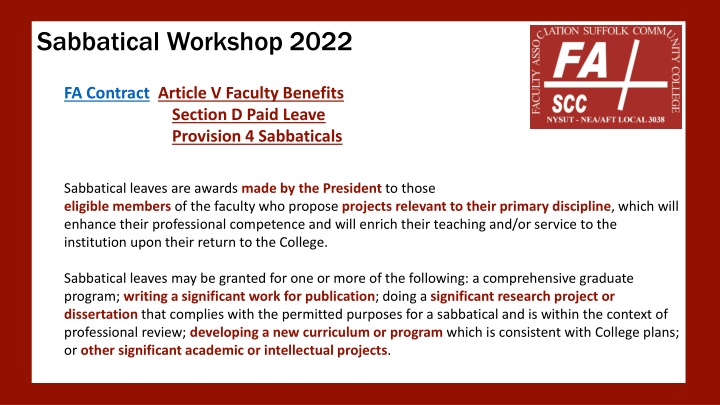 sabbatical workshop 2022