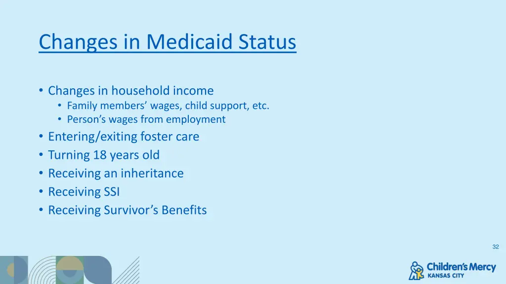 changes in medicaid status