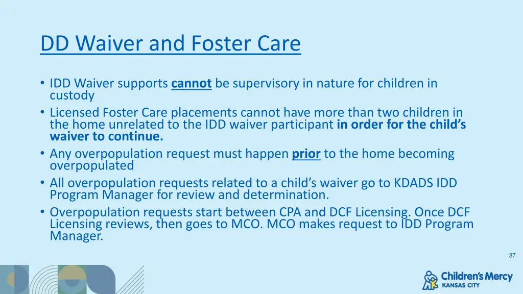 dd waiver and foster care