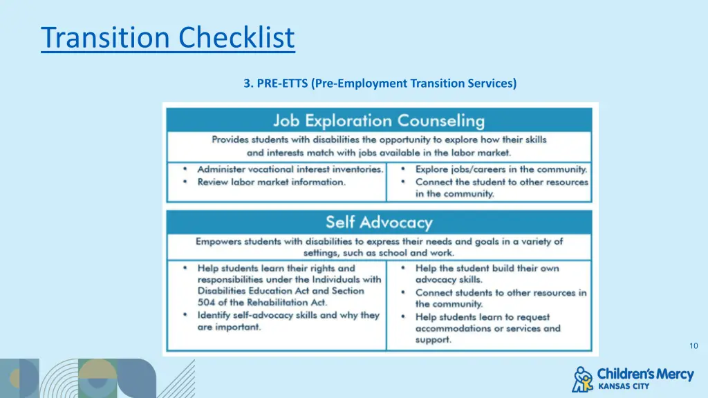 transition checklist 3