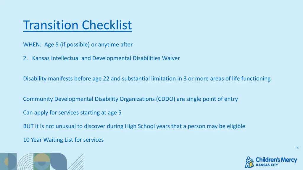 transition checklist 6