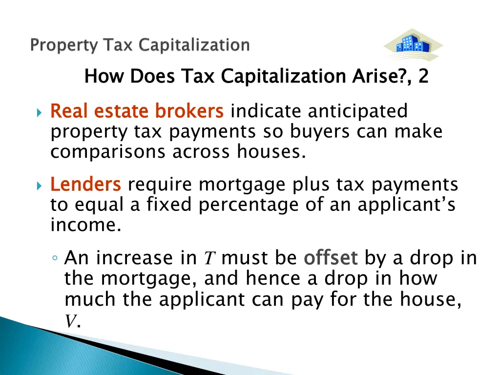 how does tax capitalization arise 2 real estate
